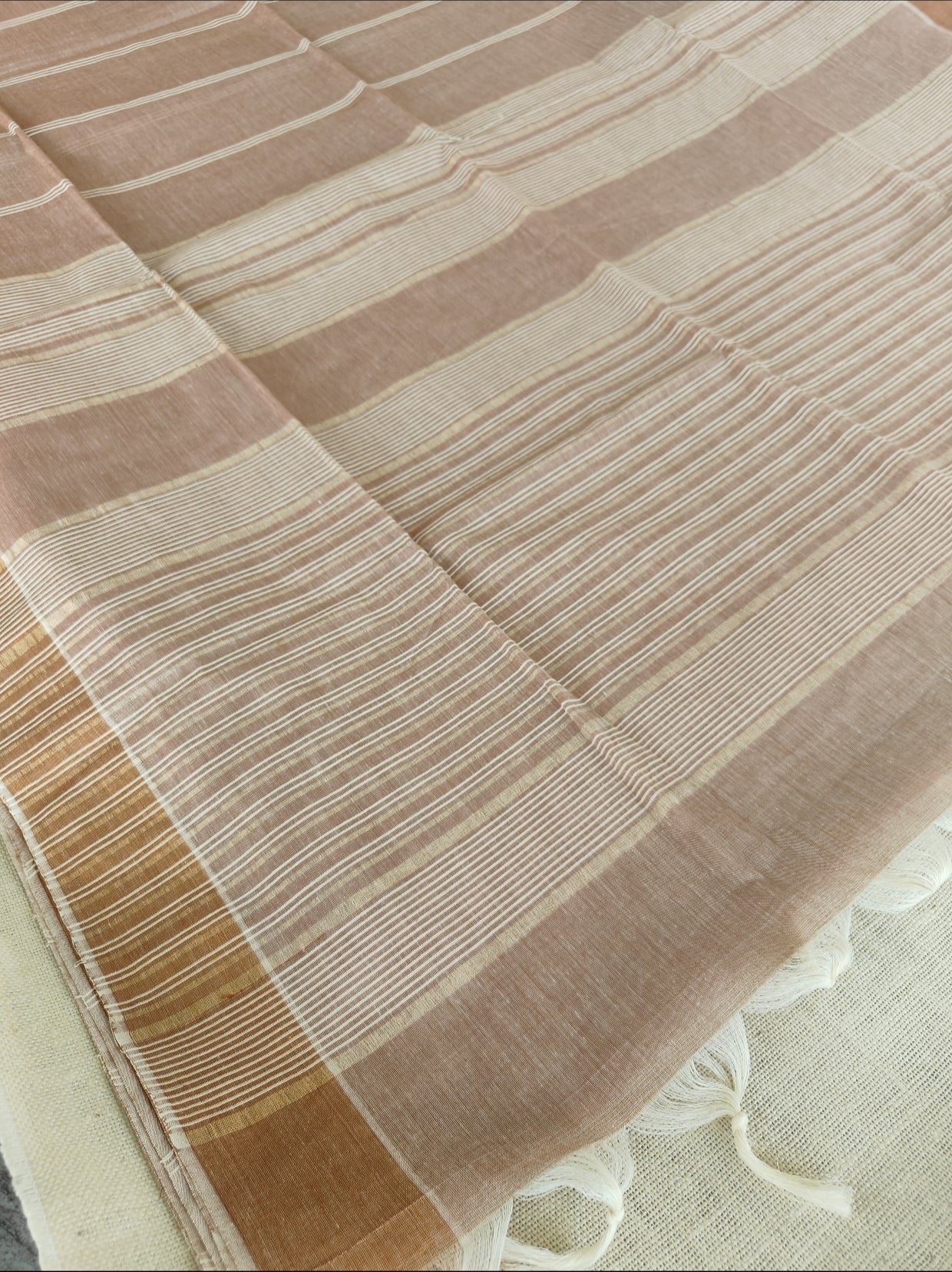 Brown Pure Jute cotton Saree