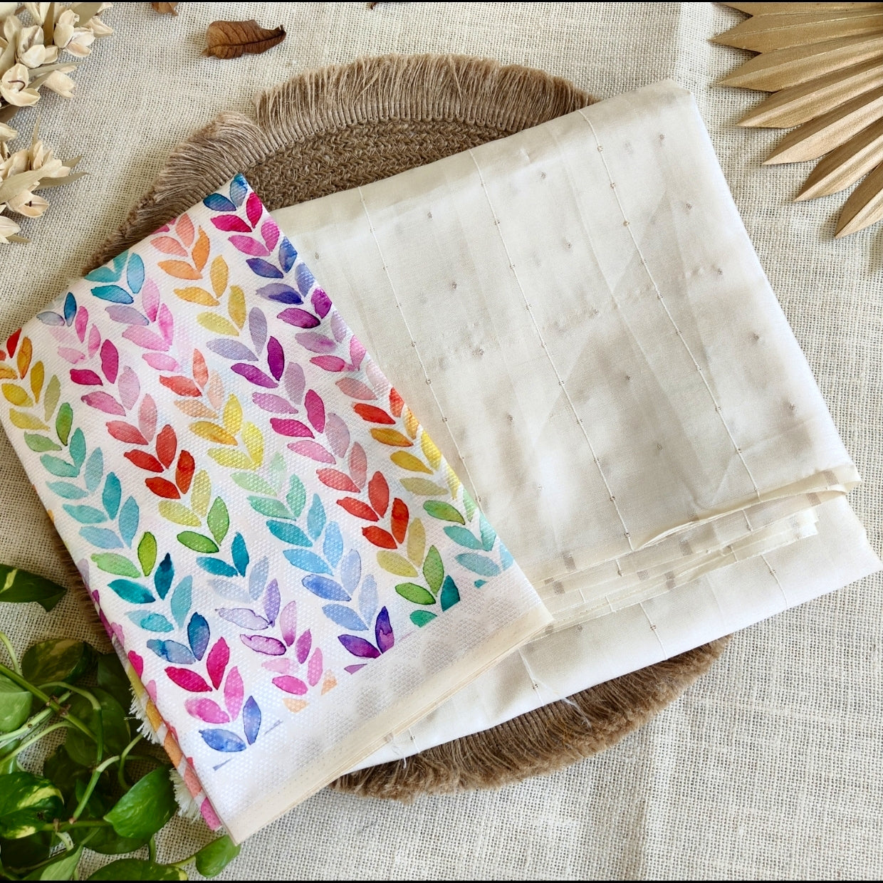 Off White Sequin Saree