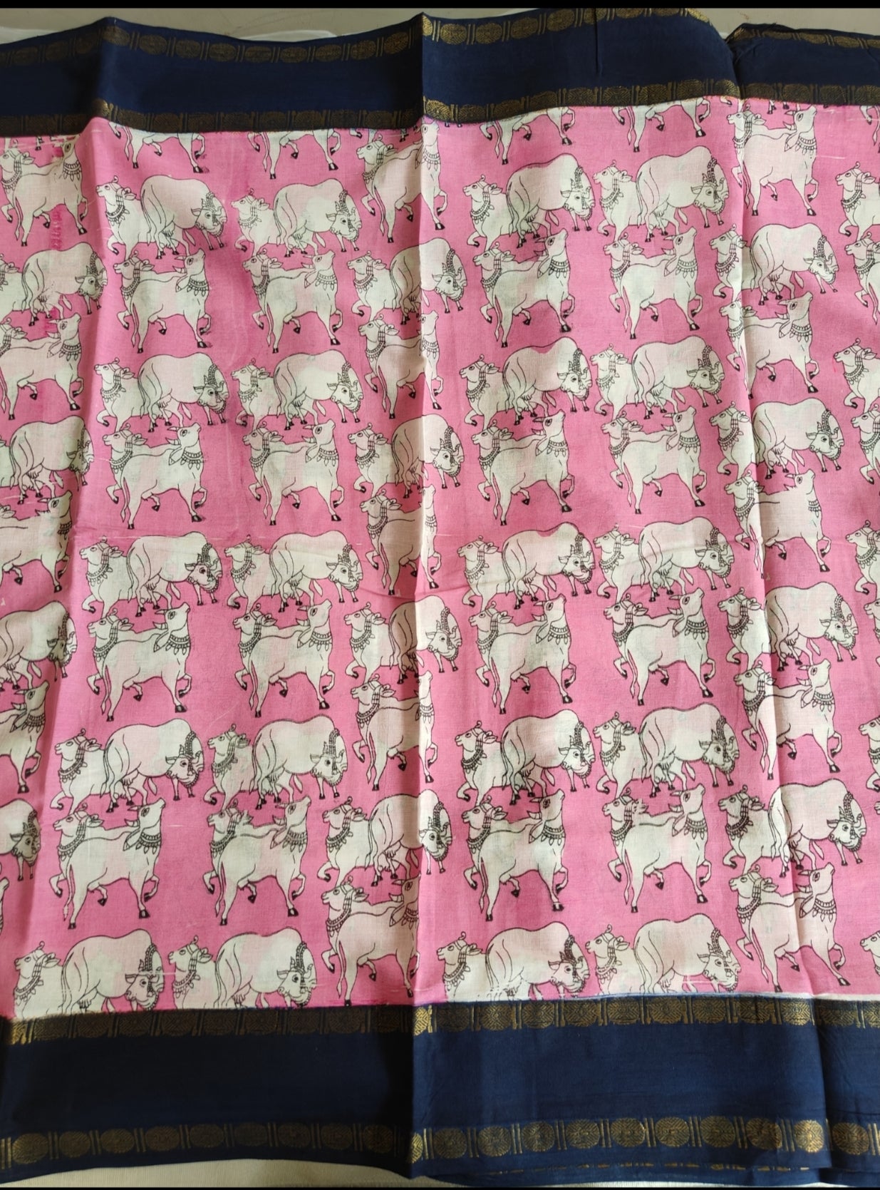 Pink Sungudi Cotton Saree with Pichwai Pattern