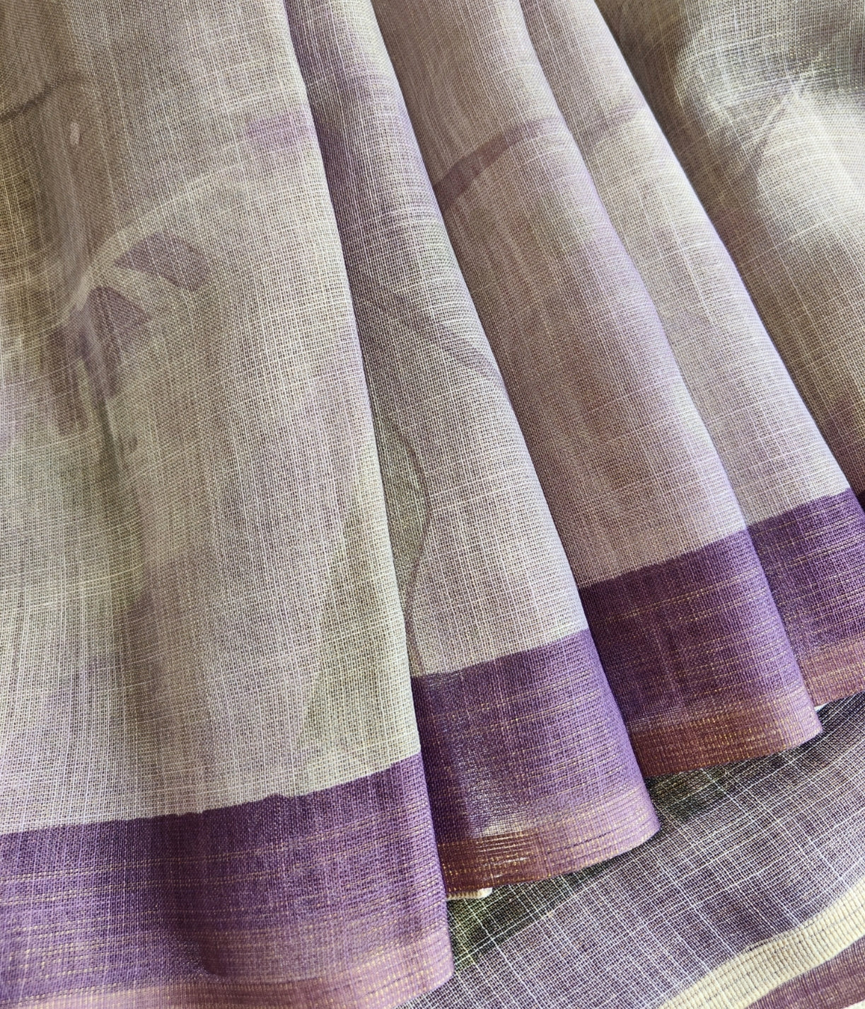 Purple Floral Tissue Linen Saree