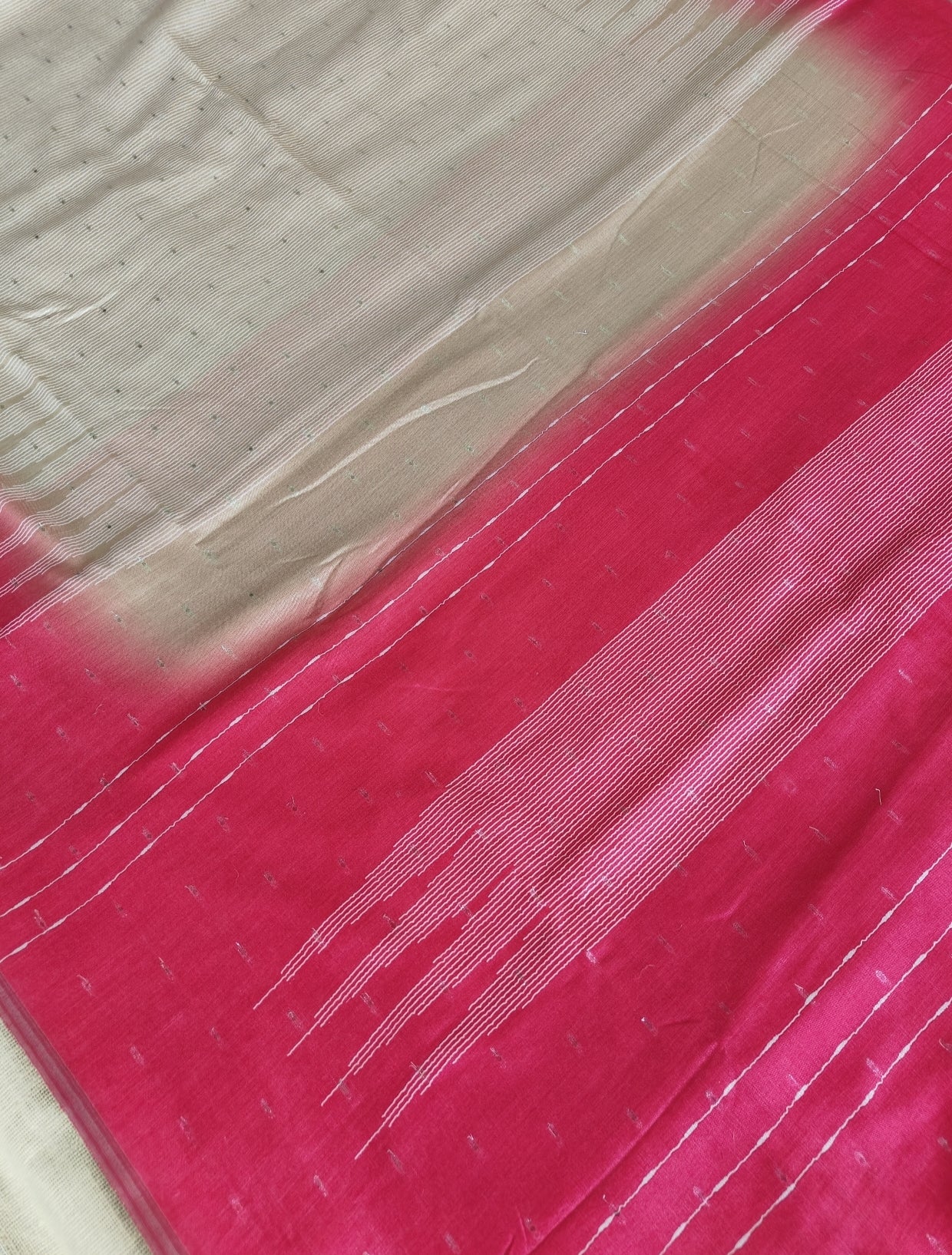Pink with Beige Soft Cotton Saree