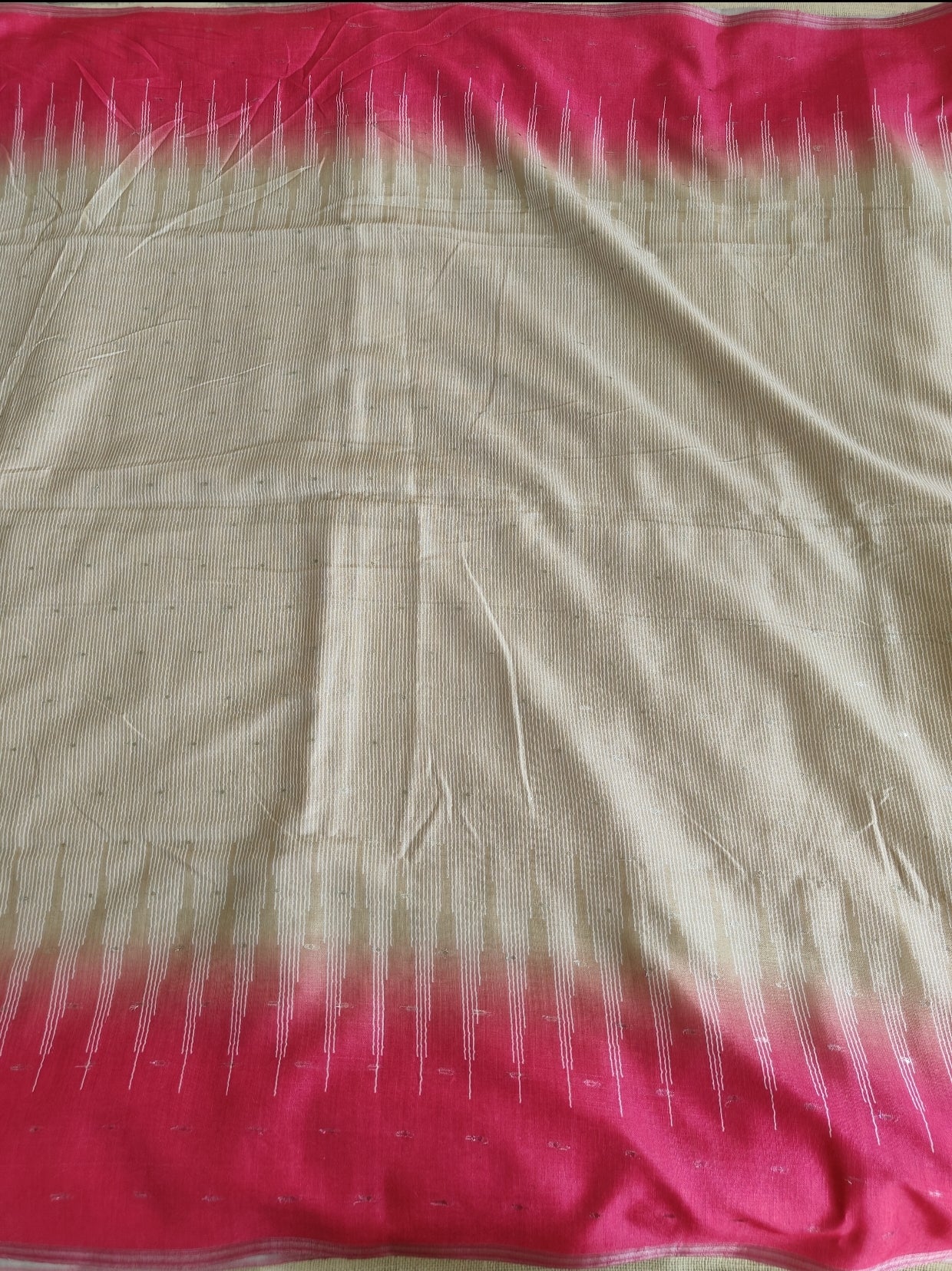 Pink with Beige Soft Cotton Saree