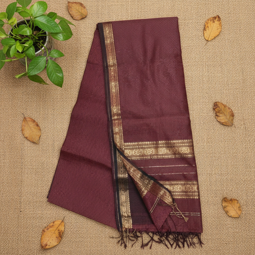 Maroon Garba Maheshwari Silk Cotton Saree