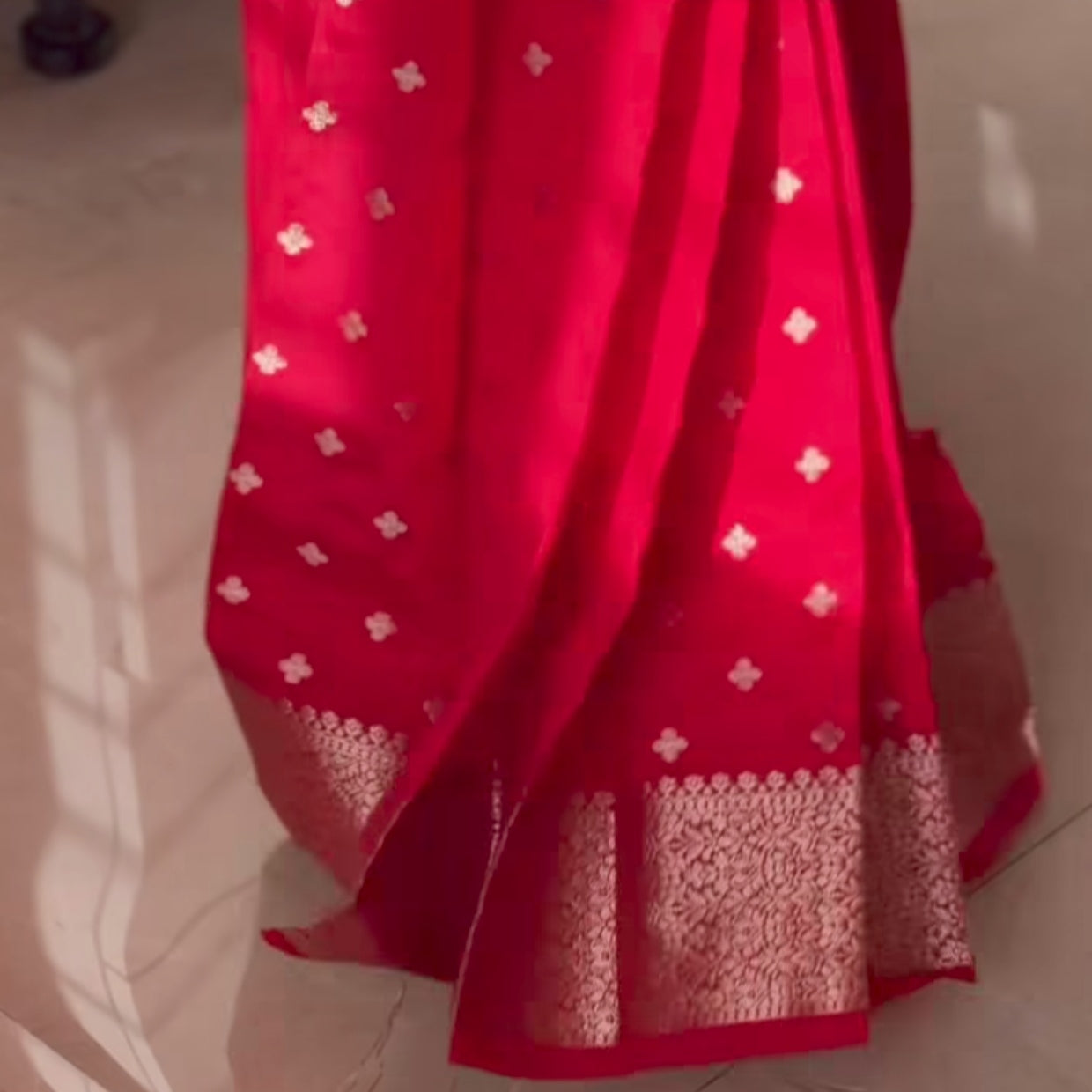 Red Chanderi Silk Saree