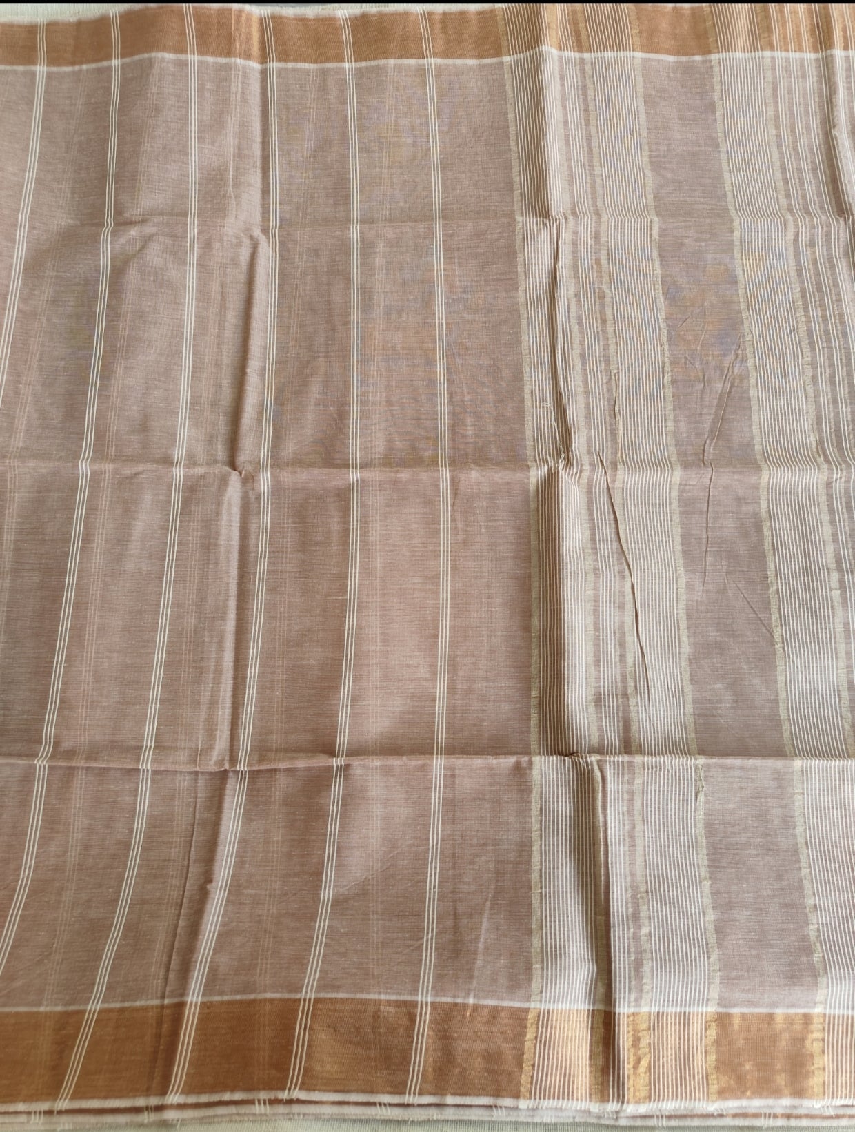 Brown Pure Jute cotton Saree