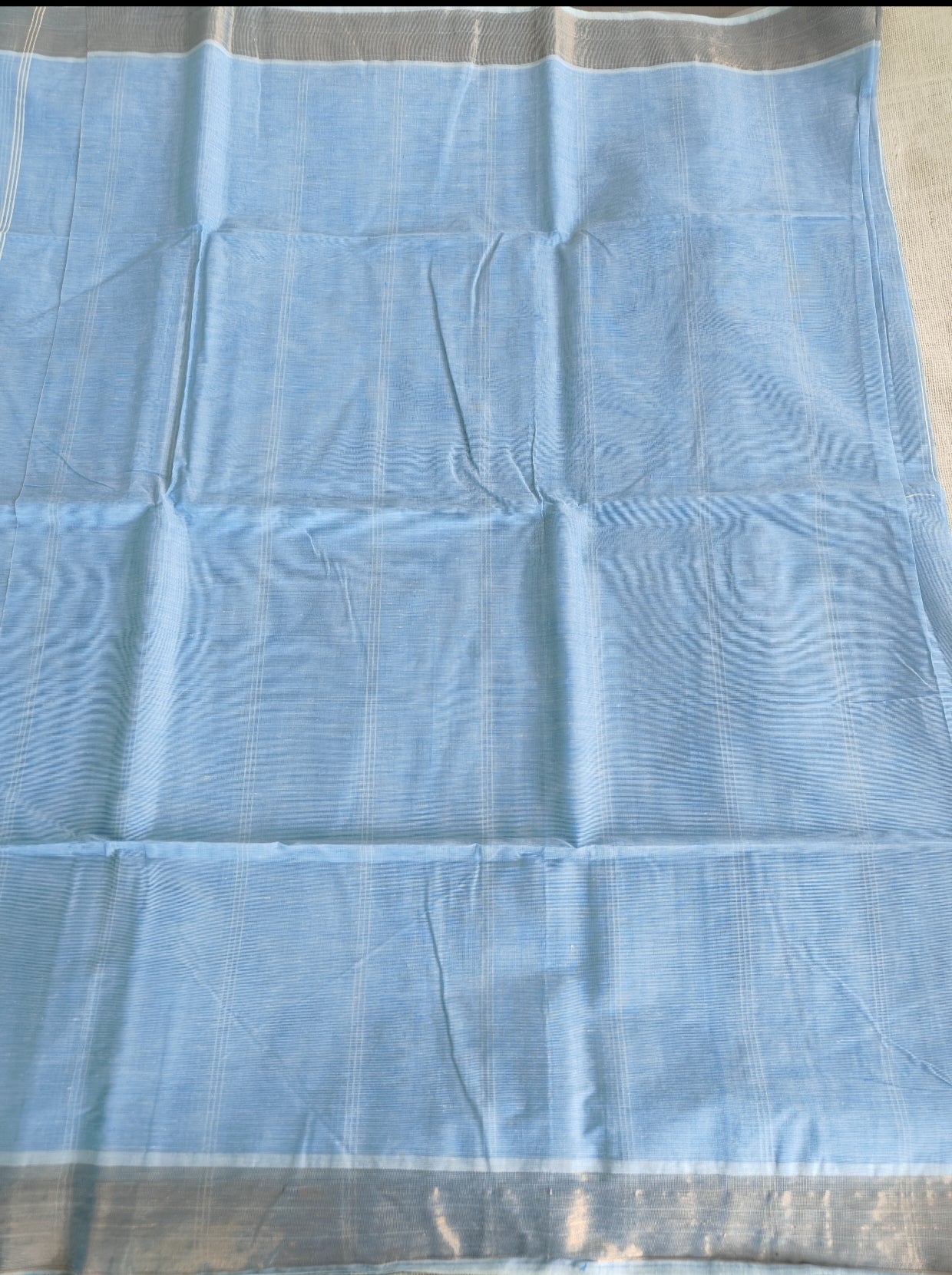 Blue Pure Jute cotton Saree