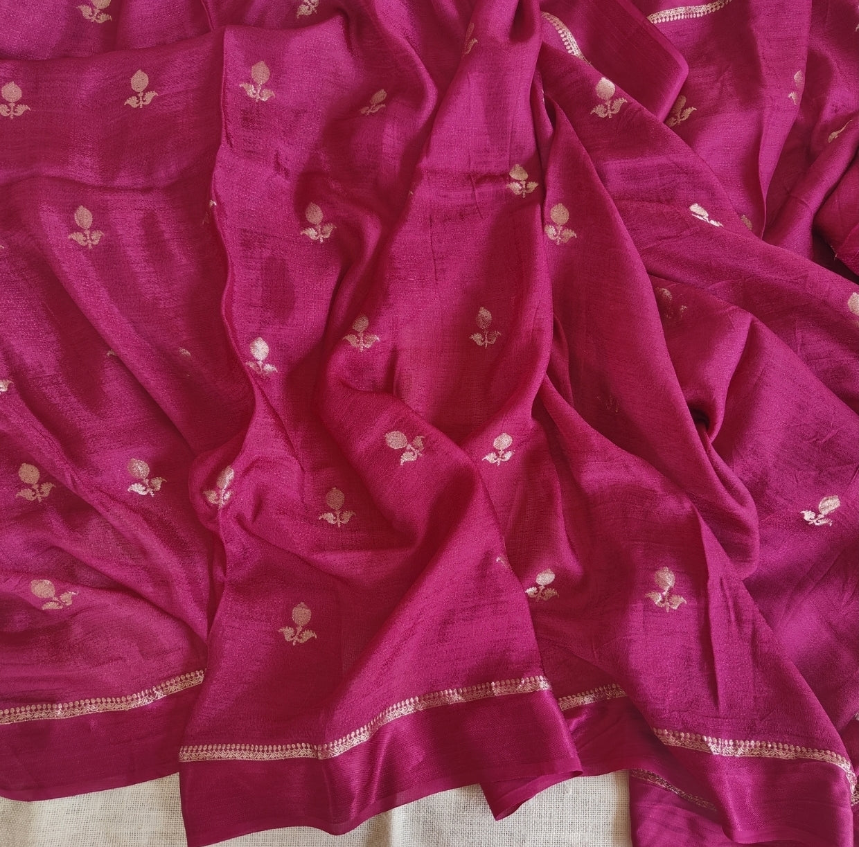 Maroon Viscous Khadi Georgette Saree