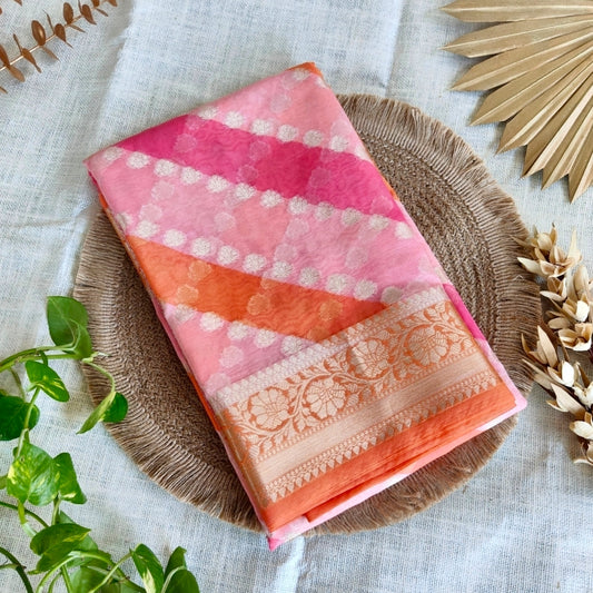 Pink Rangkat Georgette Banarasi Saree