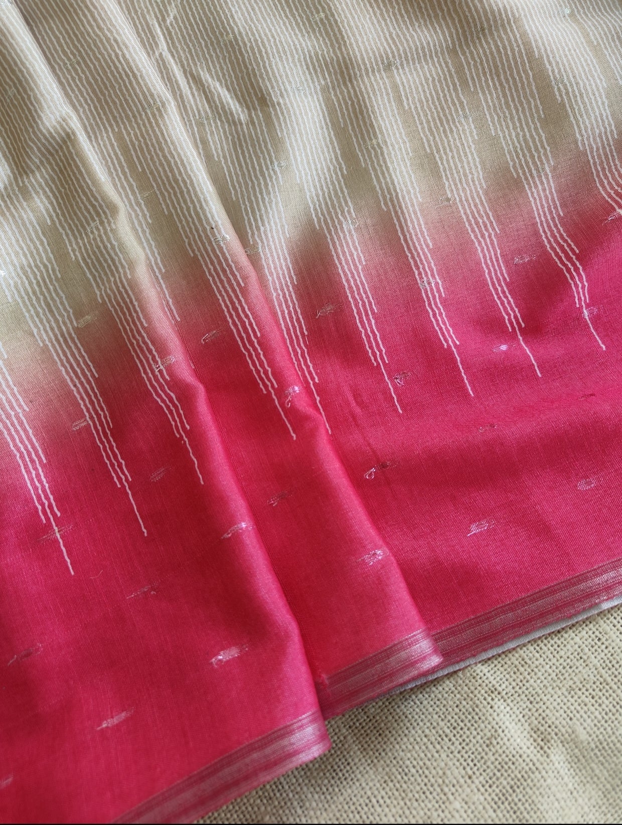 Pink with Beige Soft Cotton Saree