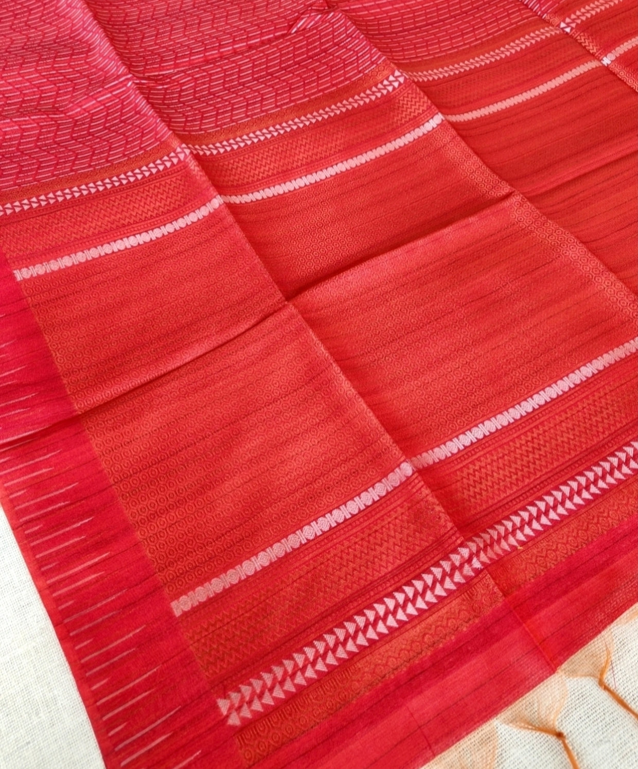 Orange Wave Pattern Saree