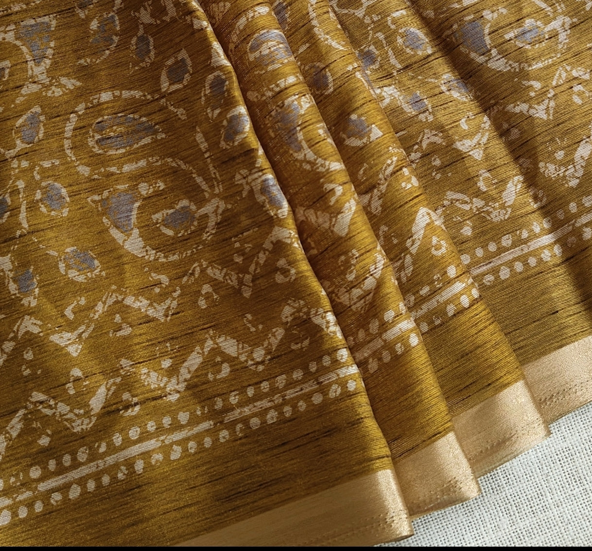 Olive Green Jute Mixed Cotton Saree