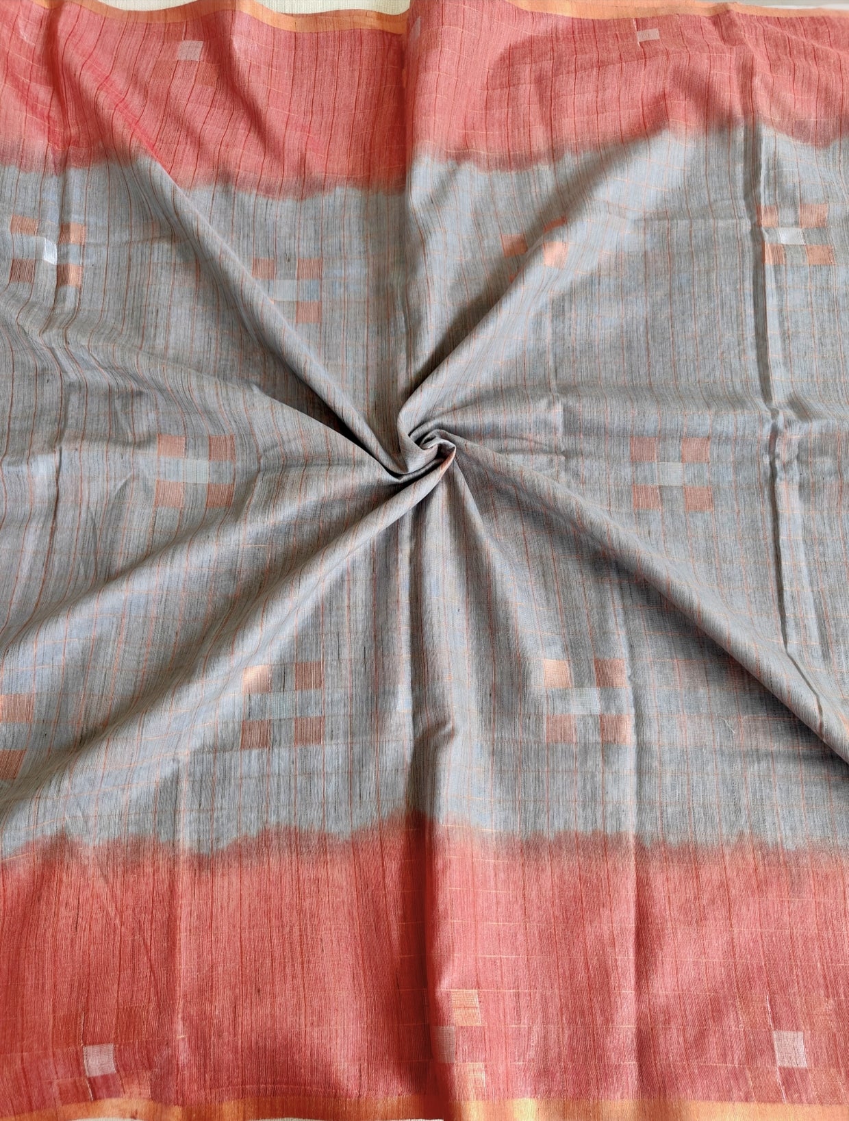 Grey with Orange Baswara Saree