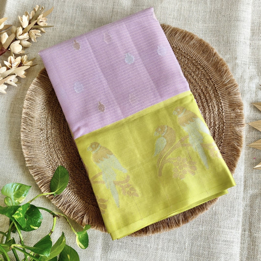 Pink Zari Kota Silk Saree