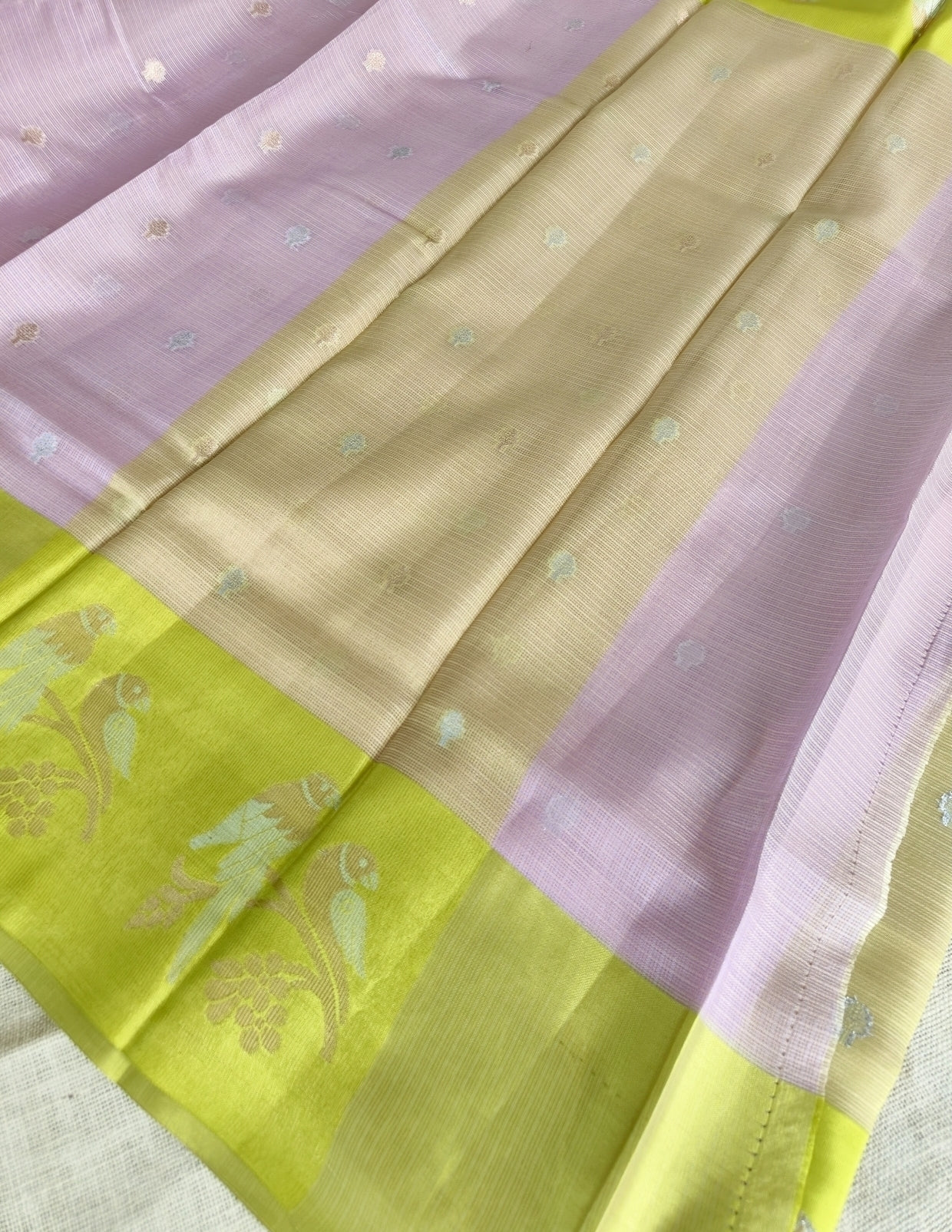 Pink Zari Kota Silk Saree