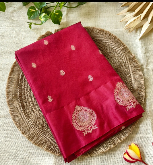 Maroon Raw Mango Silk Saree