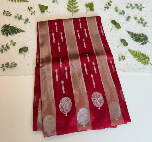 Red Tissue Silk Saree