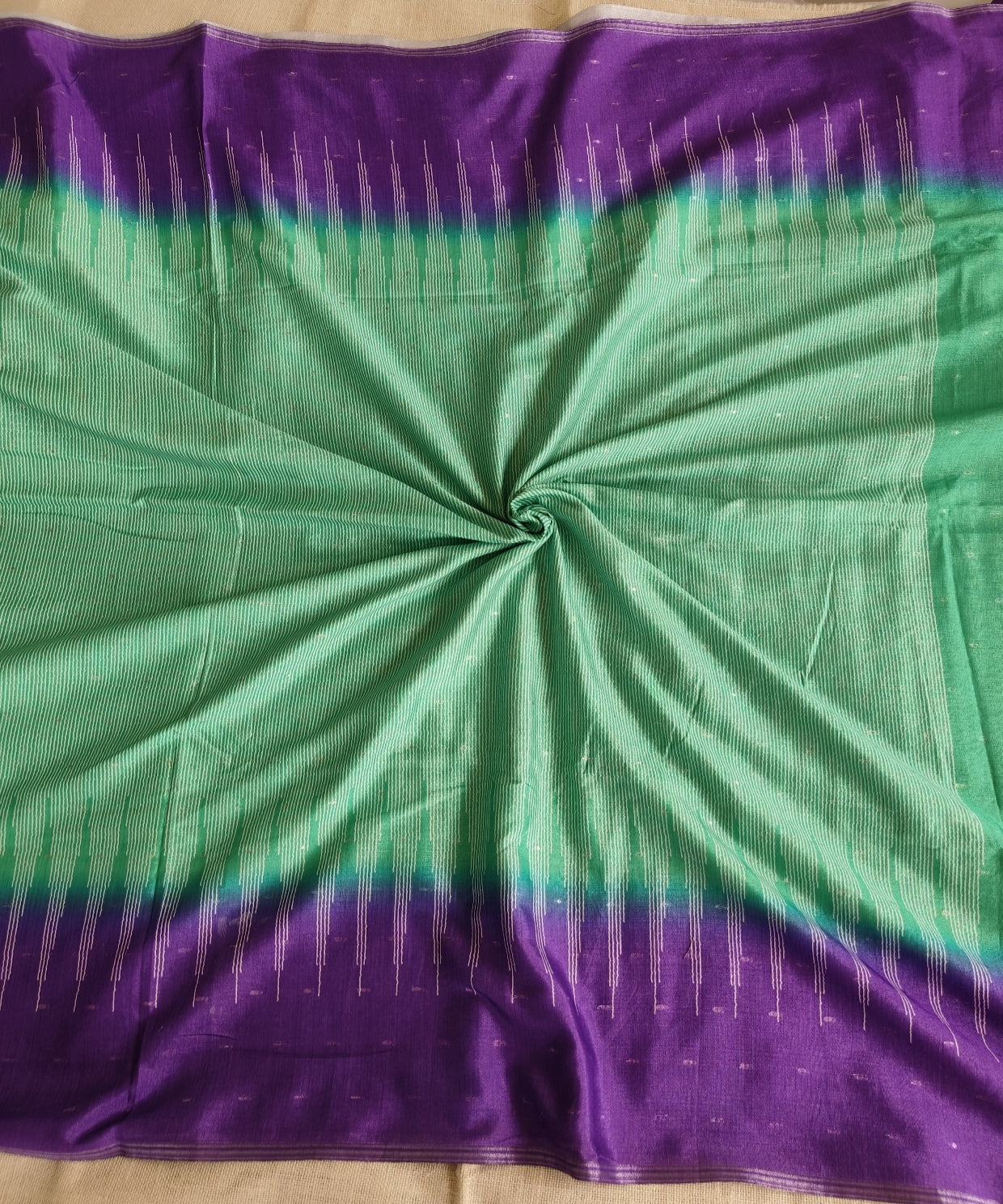 Purple with Green Soft Cotton Saree