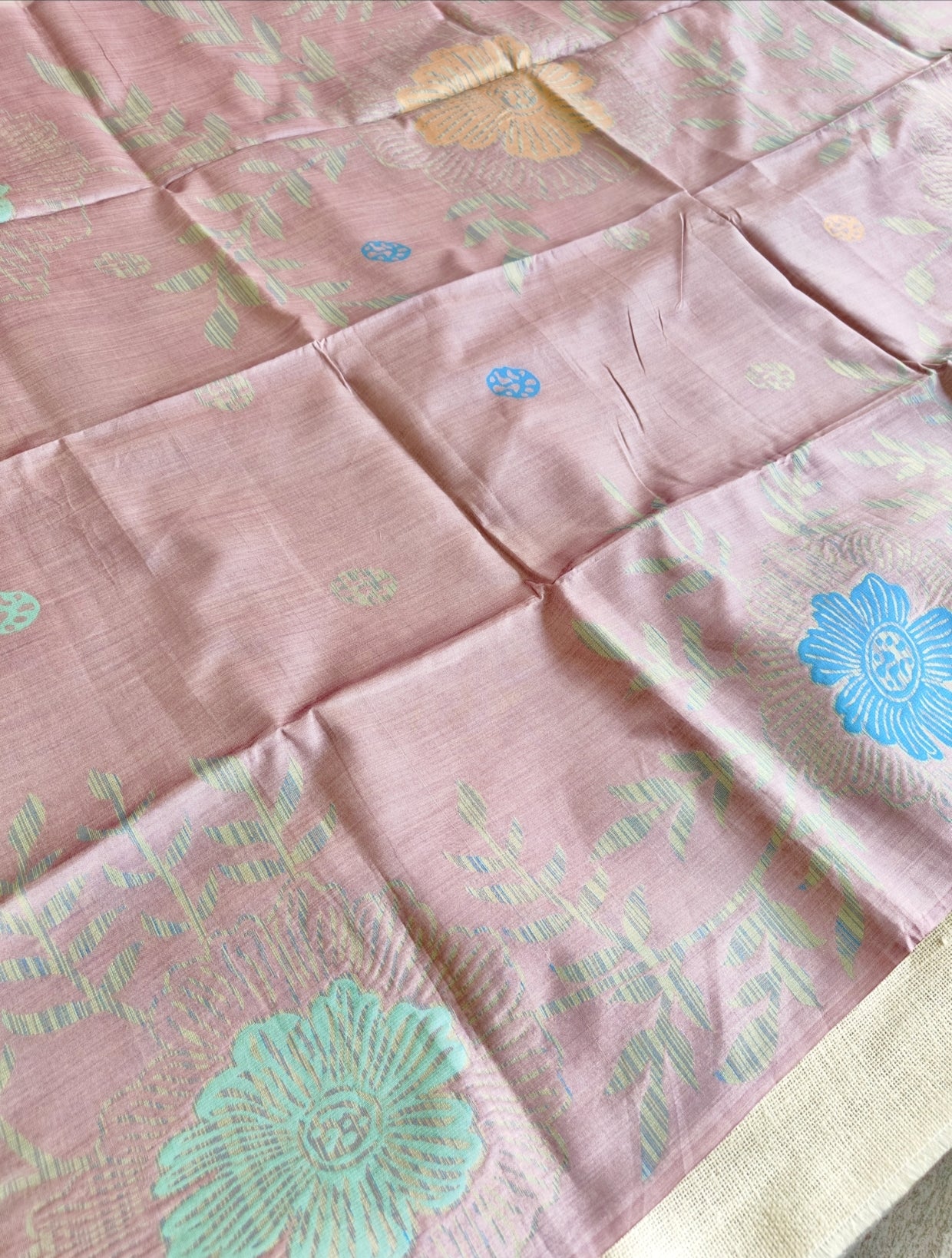 Mauve Floral Tussar Silk Saree