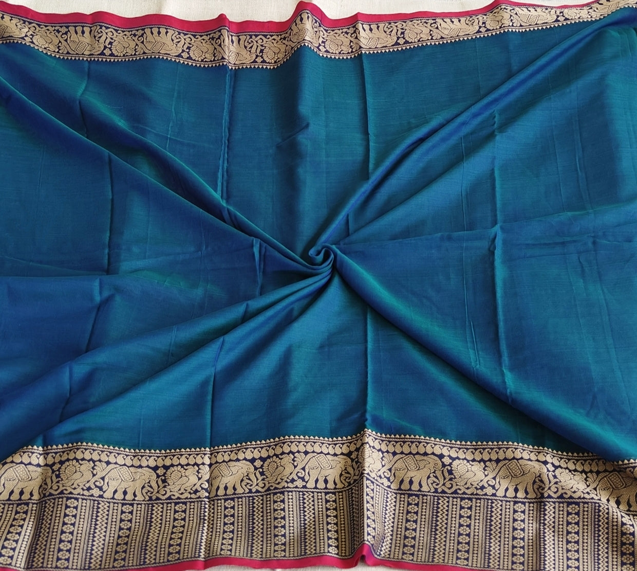 Peacock Blue Pure Narayanpet Cotton Saree