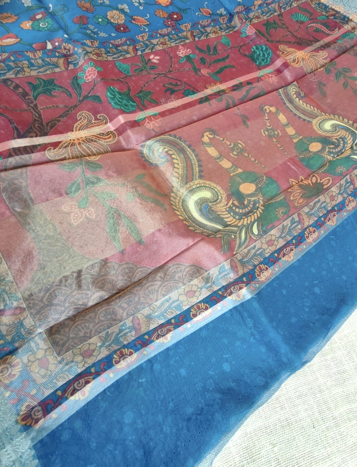 Dark Blue Semi Organza Saree