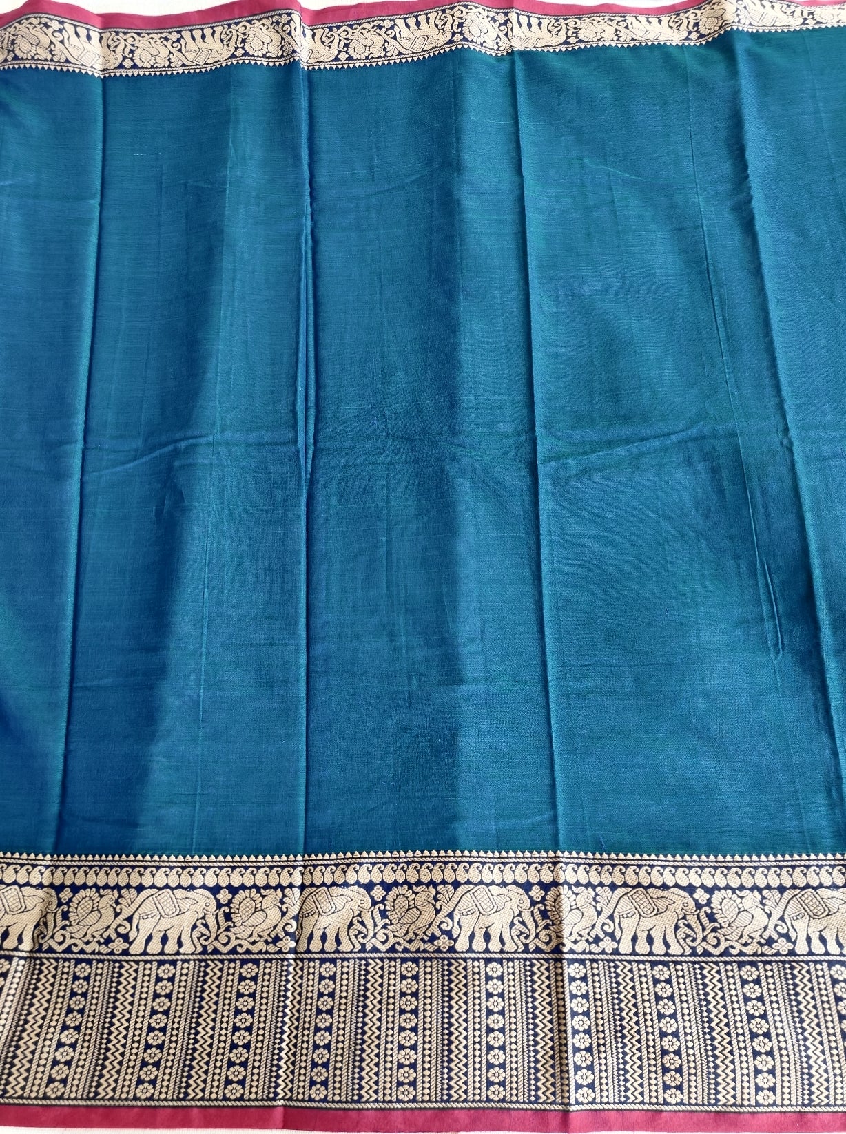 Peacock Blue Pure Narayanpet Cotton Saree