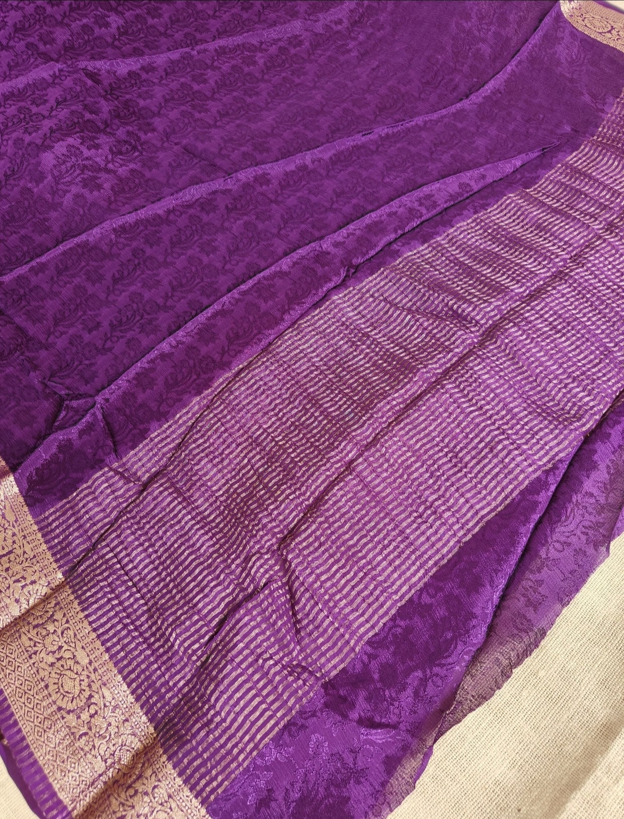 Royal Purple Viscose Chinnon Saree