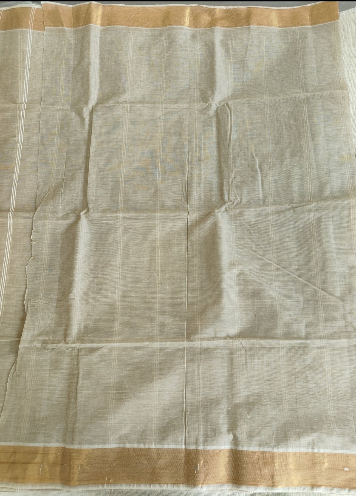 Beige Pure Jute cotton Saree