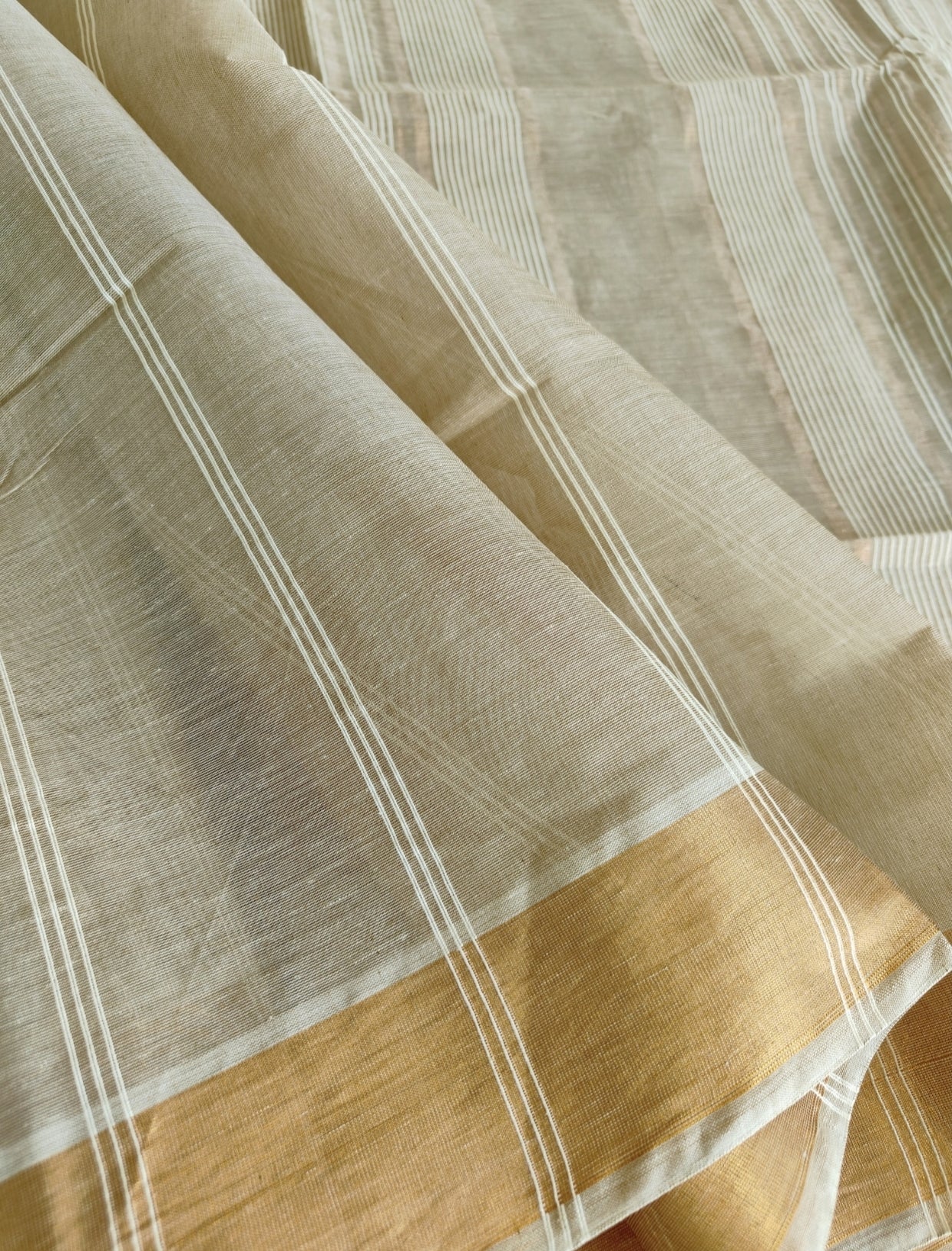 Beige Pure Jute cotton Saree