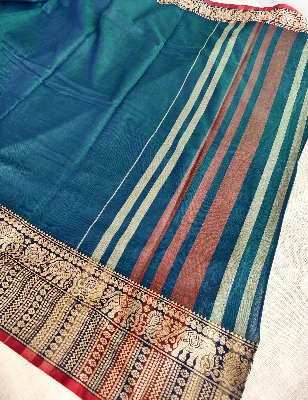 Peacock Blue Pure Narayanpet Cotton Saree