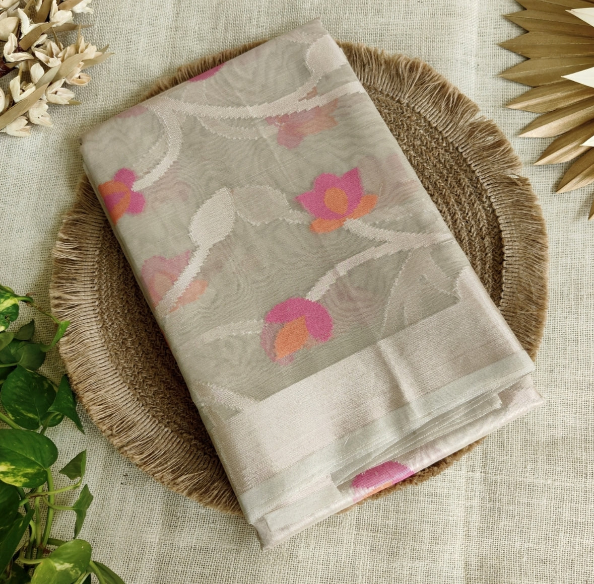 Ivory Tissue Jamdhani Saree
