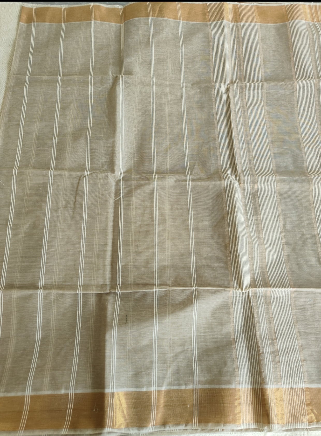 Beige Pure Jute cotton Saree
