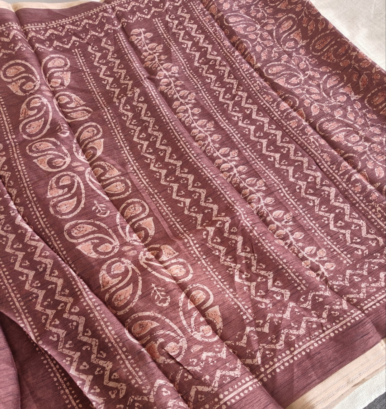 Brown Jute Mixed Cotton Saree