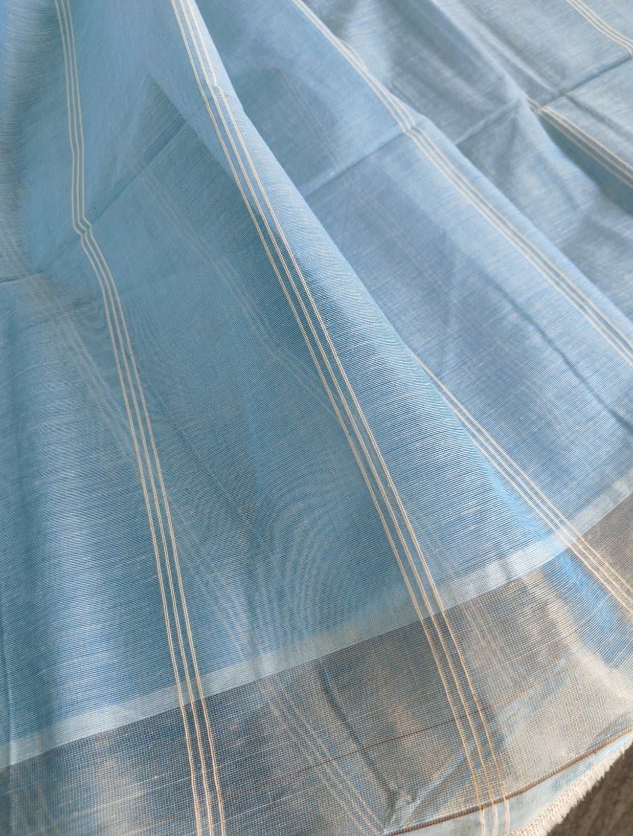 Blue Pure Jute cotton Saree