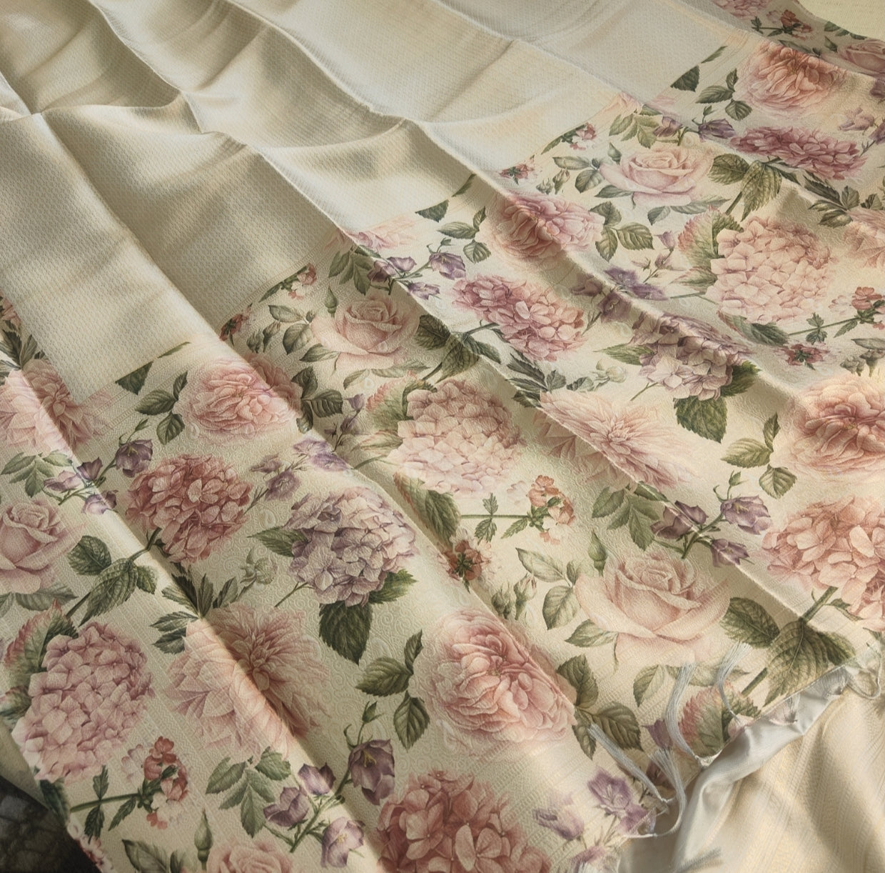 Grey Floral Malai Silk Saree