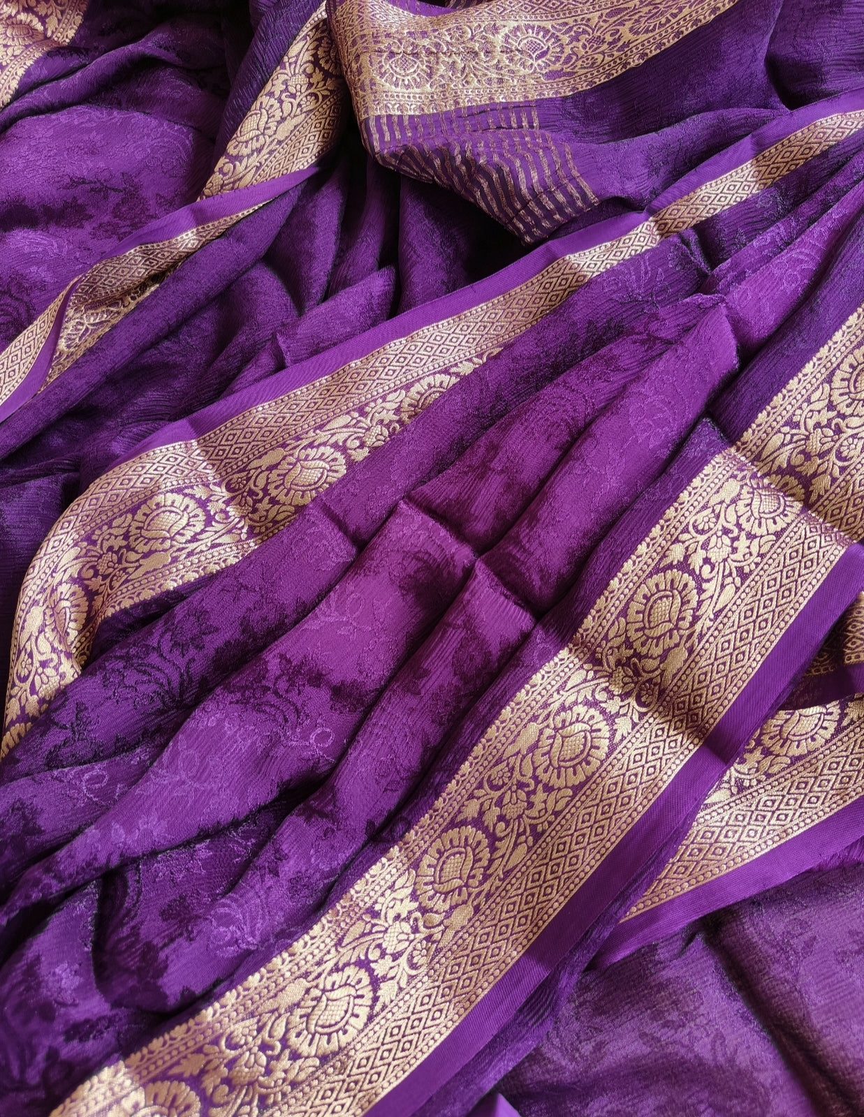 Royal Purple Viscose Chinnon Saree