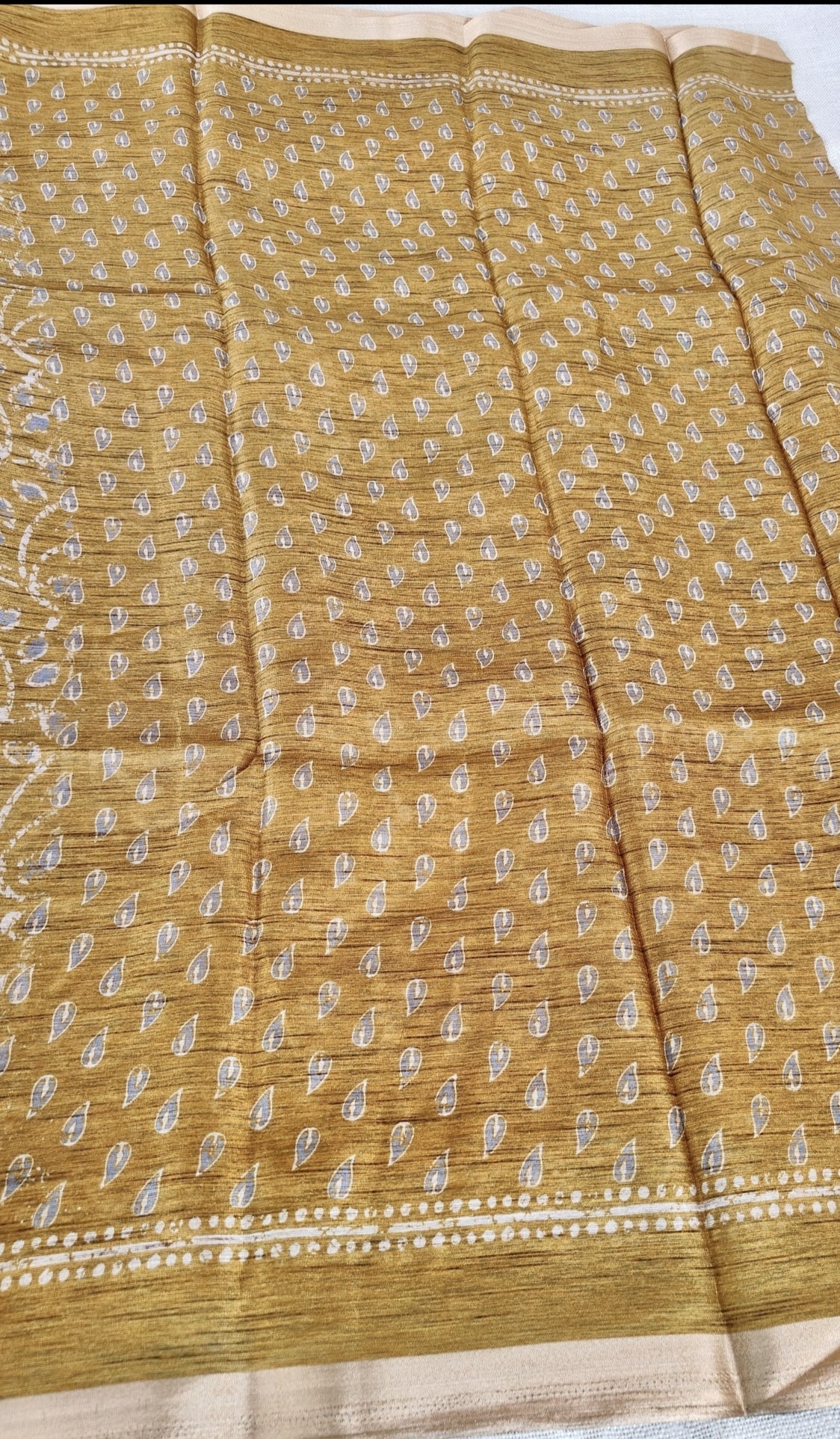 Olive Green Jute Mixed Cotton Saree