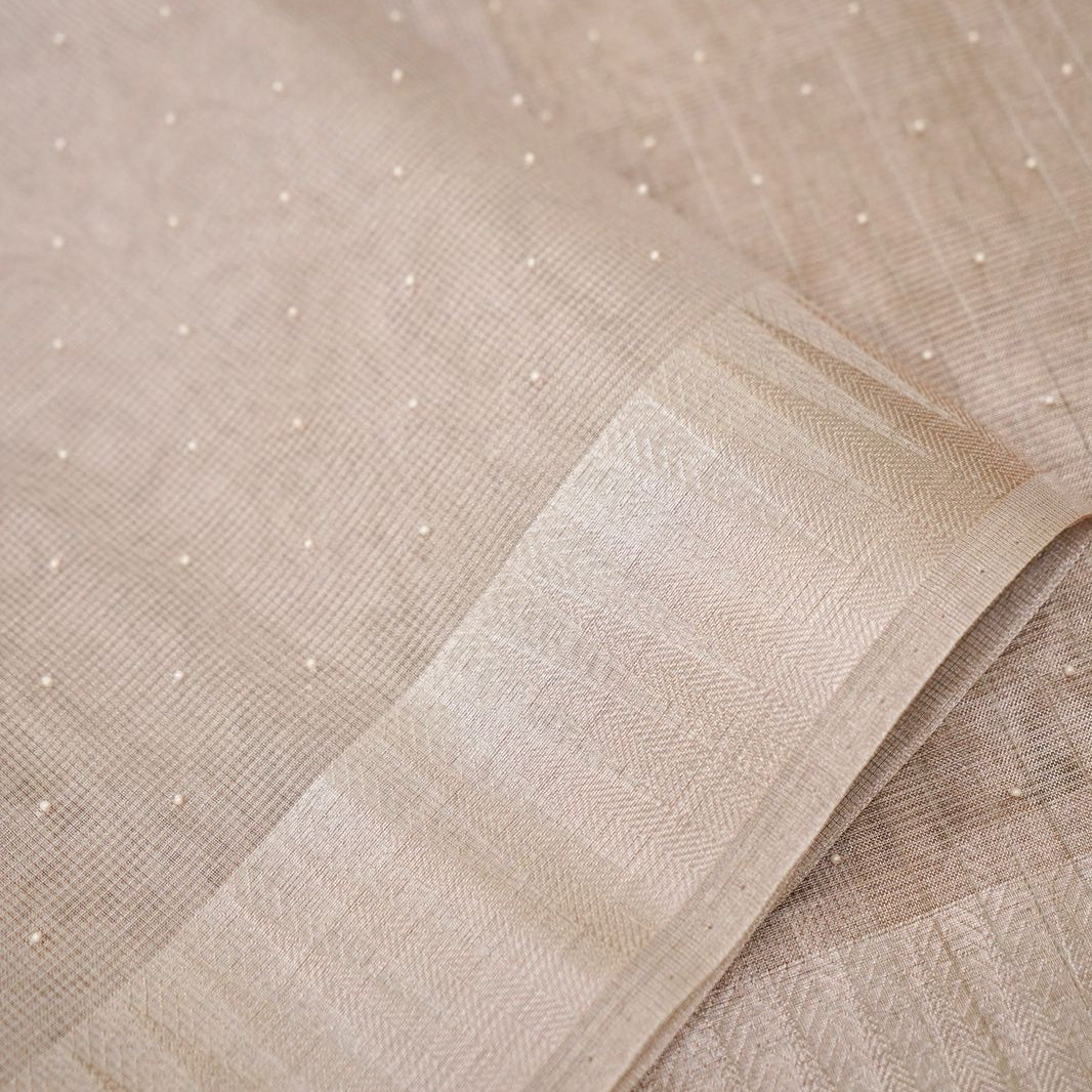 Beige Pearl Tissue Silk Saree