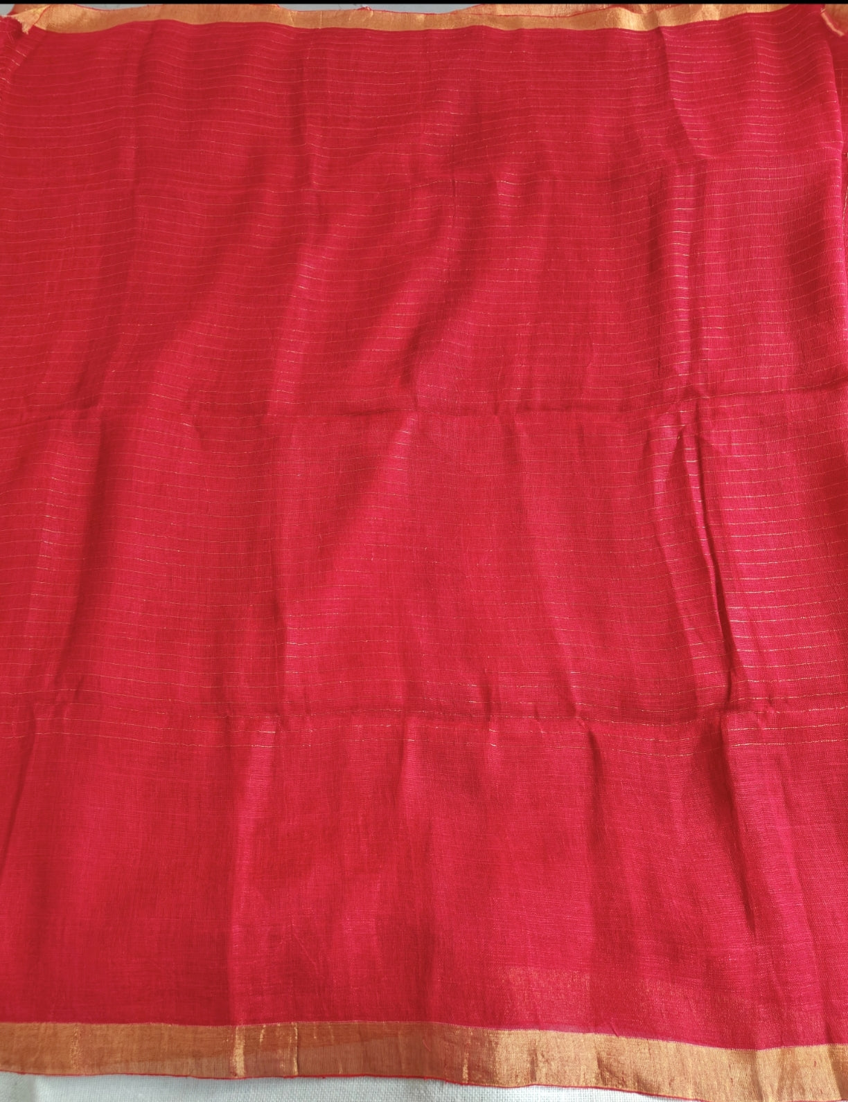 Crimson Red Khadi Linen Saree