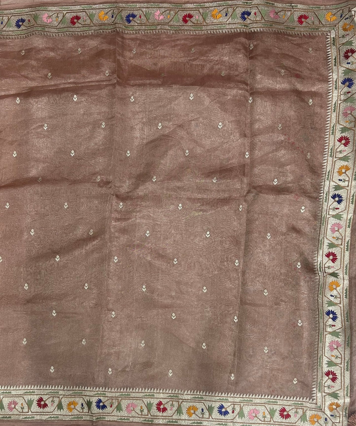 Pastel Pink Paithani Border Pure Tissue Saree