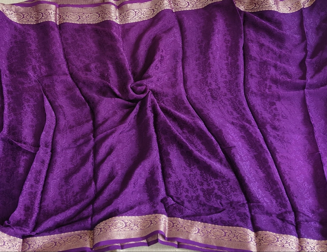 Royal Purple Viscose Chinnon Saree