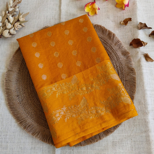 Mango Yellow Pure Chanderi Silk