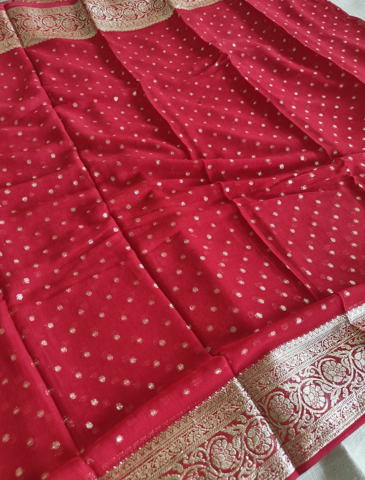 Red Viscose Georgette Saree
