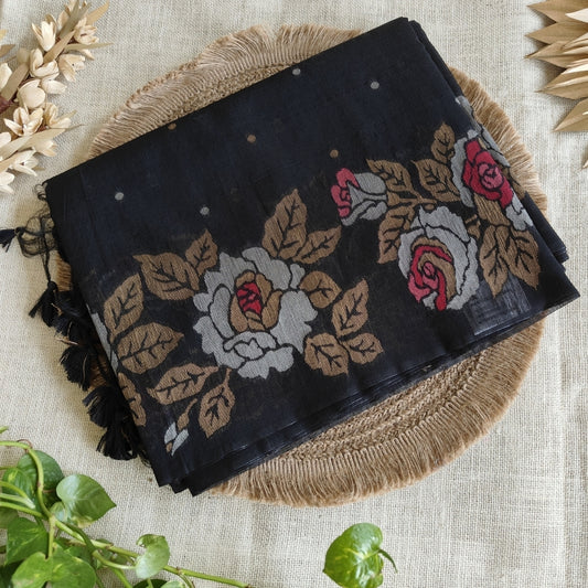 Black Khadi Jamdhani Saree