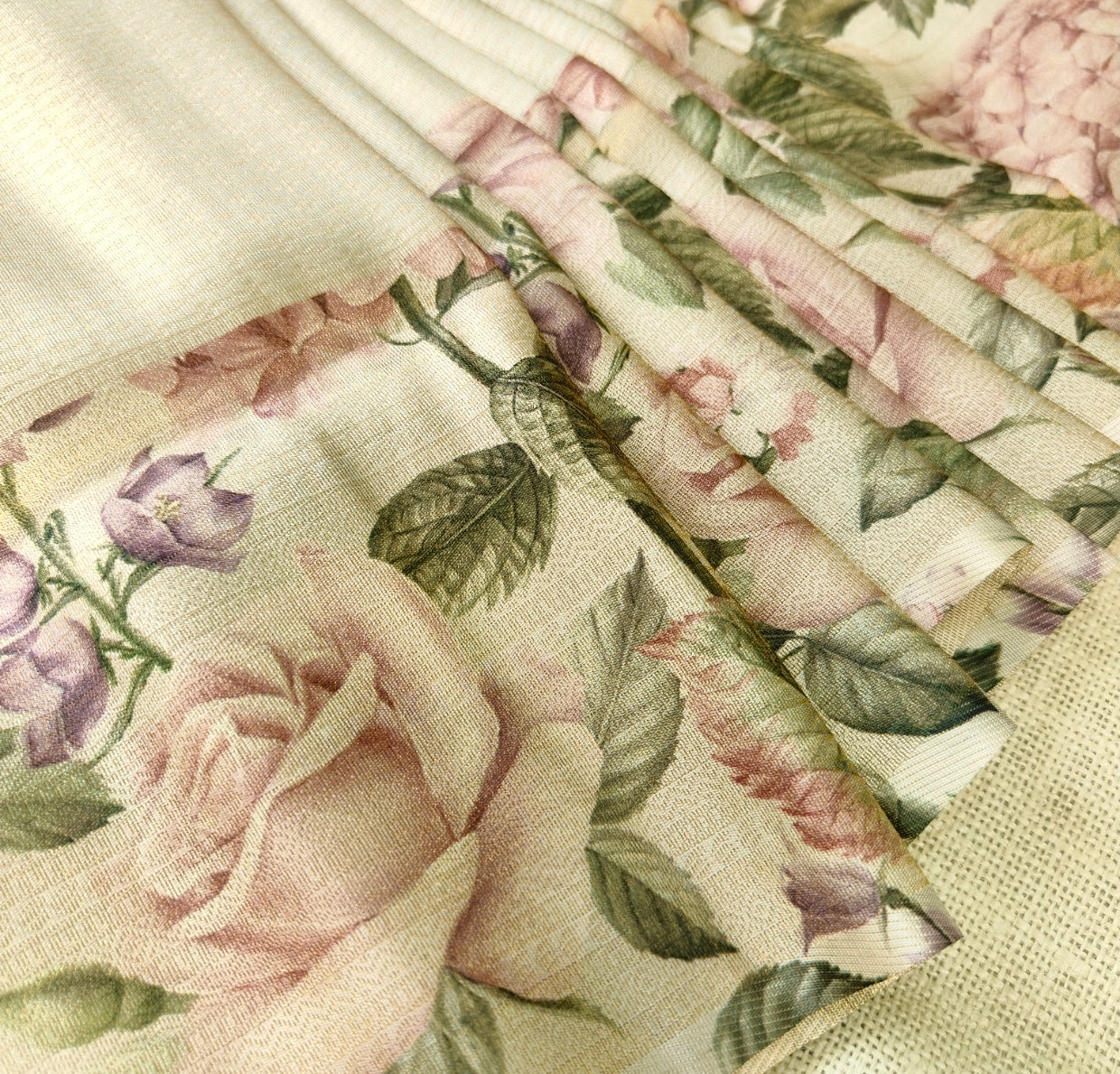 Grey Floral Malai Silk Saree