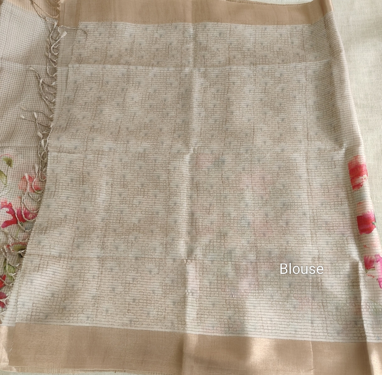 Ivory Kota Checks Tussar Saree