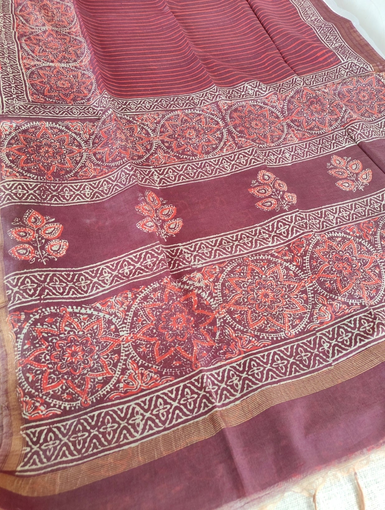 Maroon Semi Chanderi Silk Saree