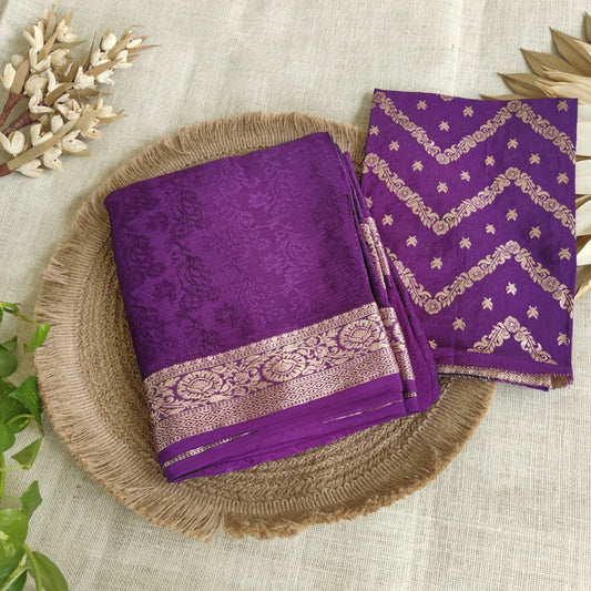 Royal Purple Viscose Chinnon Saree