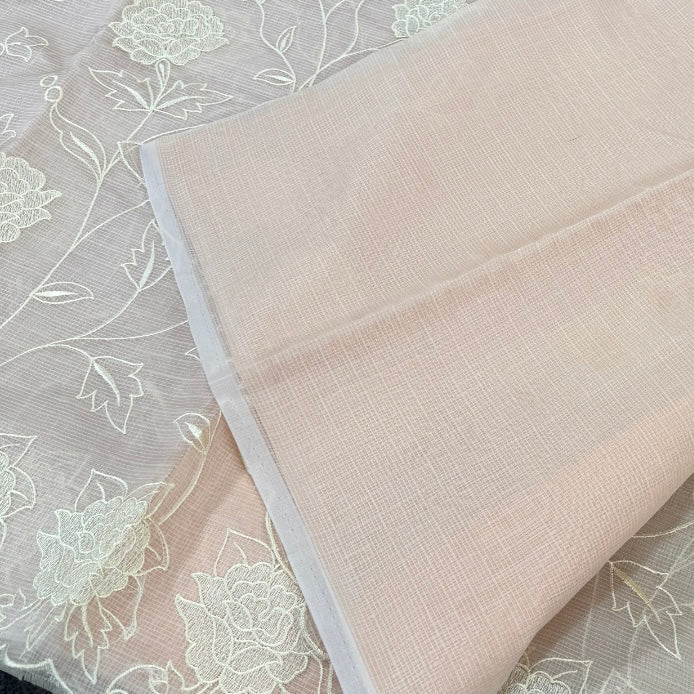 Rose Gold Kota Embroidery Saree - Vini's Ethnic