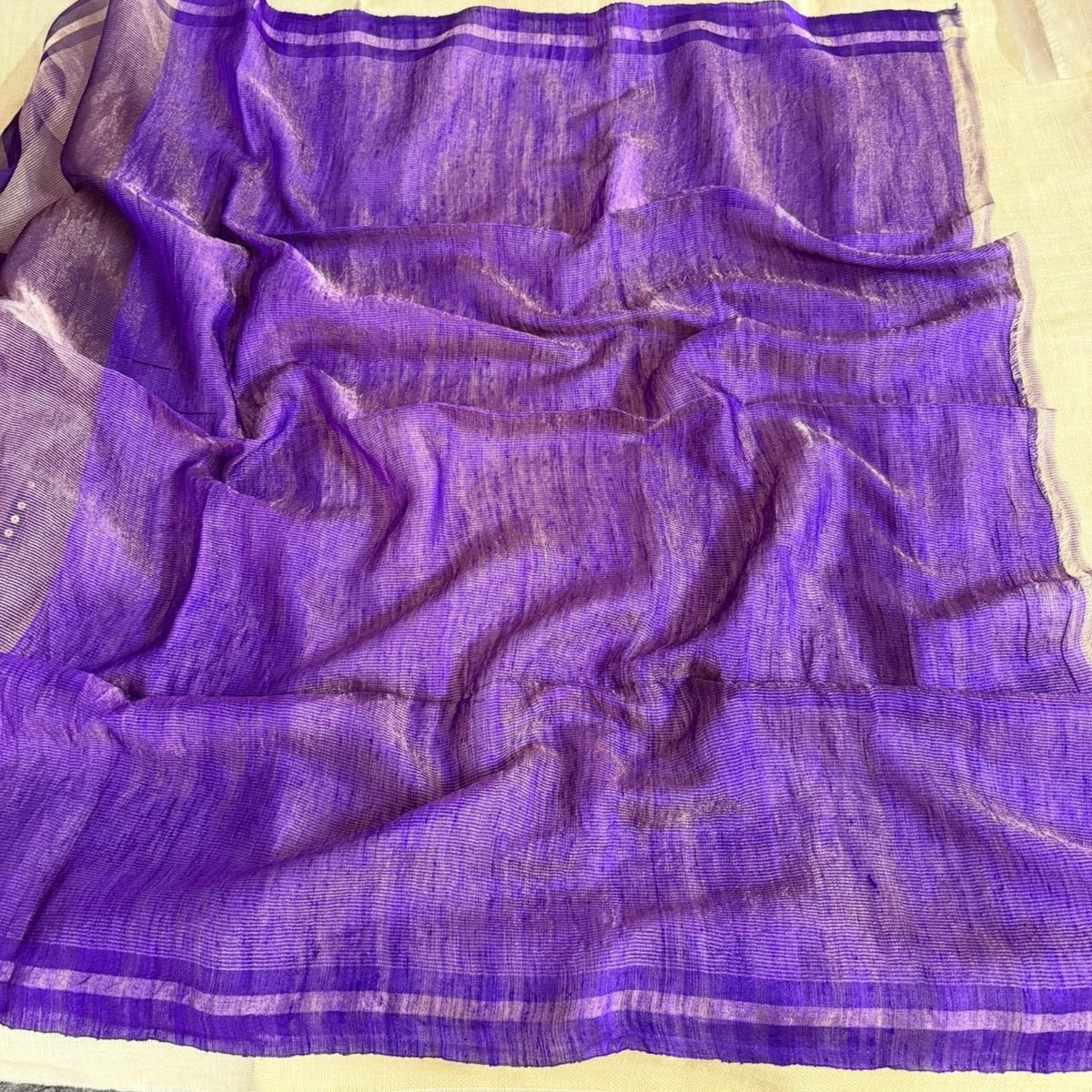Royal Blue Pure Muslin Tissue Sequin Saree - Vini's Ethnic