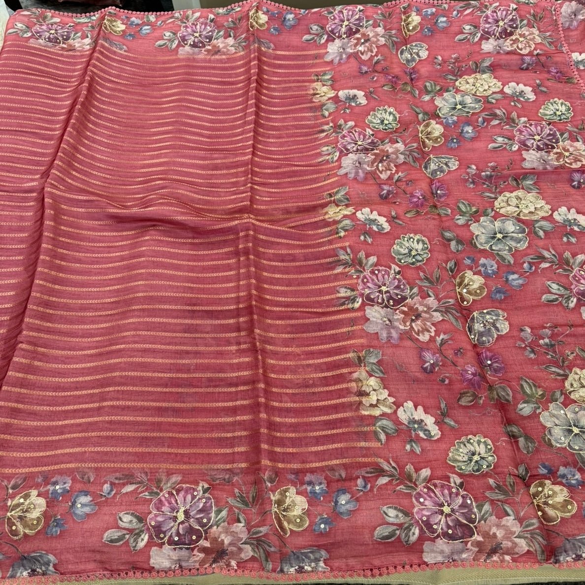 Vintage Rose Floral Fancy Saree - Vini's Ethnic